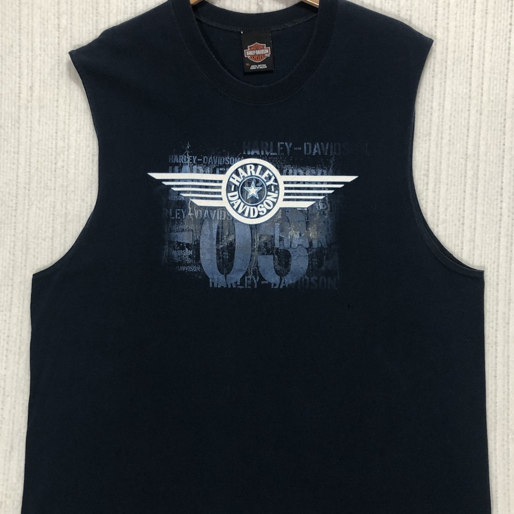 Harley Davidson Landers Little Rock AR Sleeveless Muscle Tee Navy Blue XL 2011